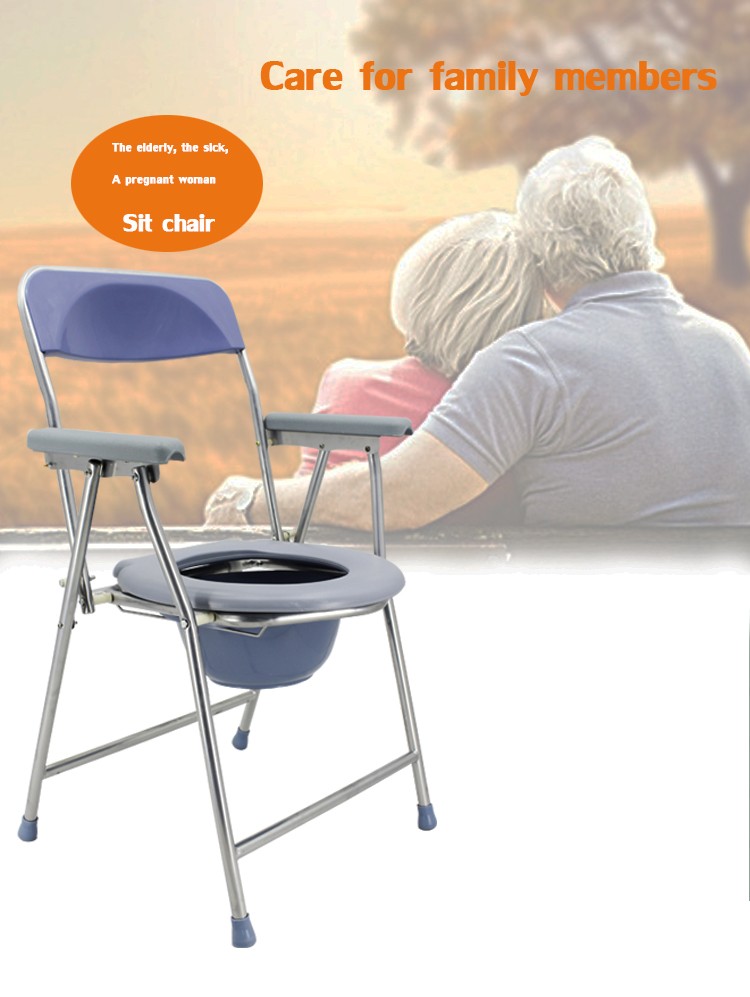 Folding Lightweight Commode Chair With Top Loading Easily Removable Chamber Pot, Commode Chair, Portable Toilet