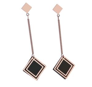 Wholesale Square Drop Earrings Fashion Jewelry for Women, Black Pendant Stainless Steel Earring Jewelry from china suppliers