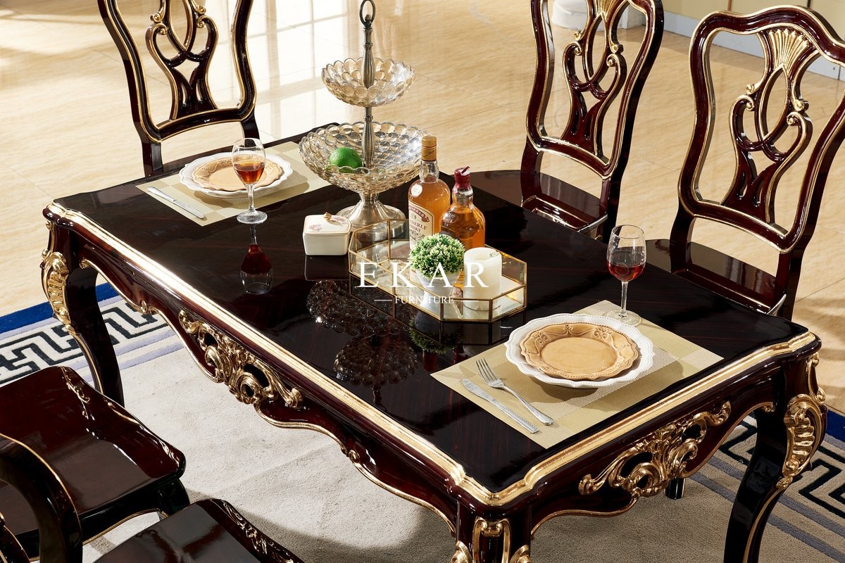 Royal Classic European Style Wooden Luxury 6 Seater Dining Table LF-1075