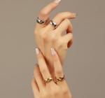 Antique 18K Gold Couple Tail Women's 925 Sterling Silver Wedding Band Middle