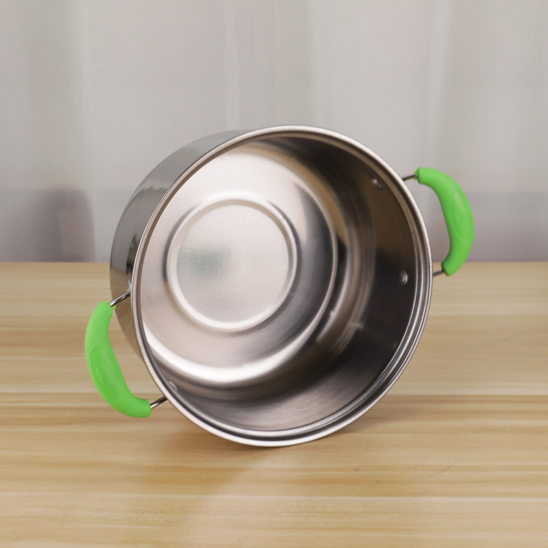 Quality Stainless Steel 5pcs Cookware Set Soup Pot for Cooking with Green Handle