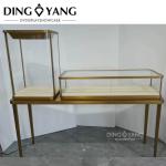 Custom Made Metal Glass Elegant Modern Jewelry Showcase No Installation And Can