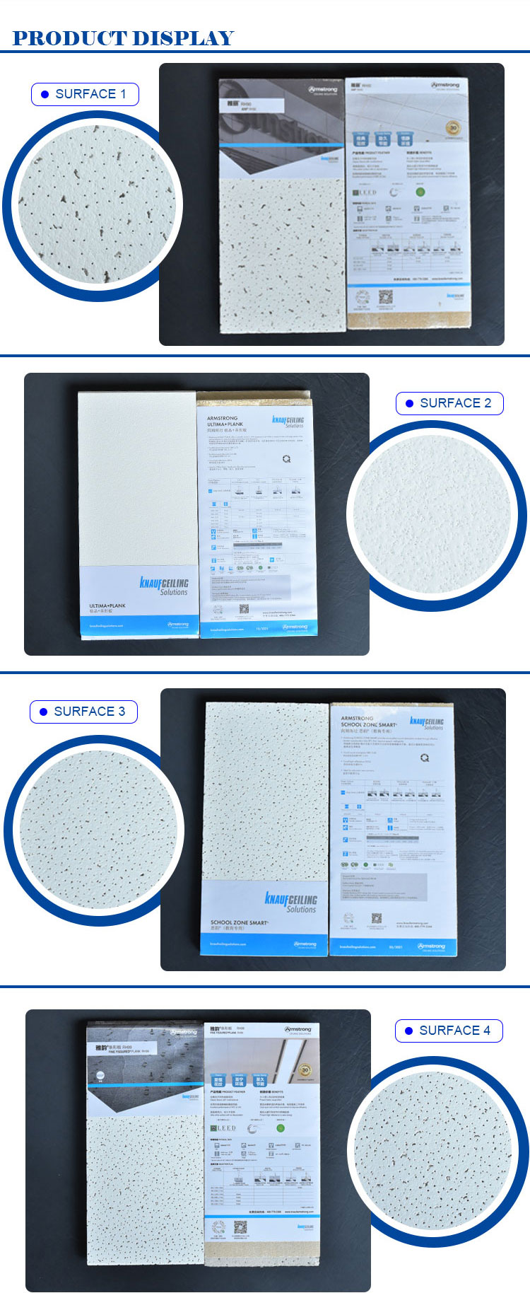 OEM Mineral Fiber Ceiling Board Fireproof Ceiling Tiles Mineral