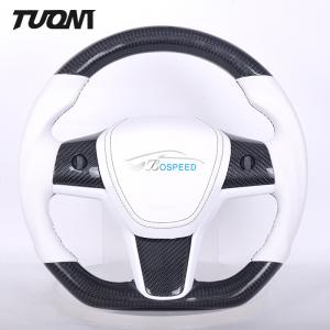Wholesale Model 3 Model Y Tesla Carbon Fiber Steering Wheels White Leather from china suppliers