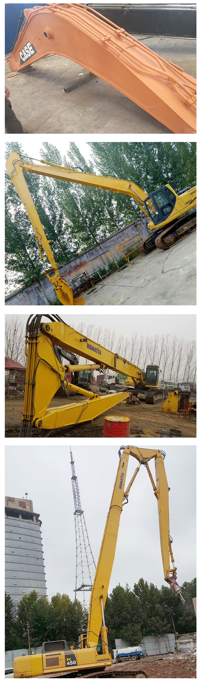 Custom Extended Excavator Long Reach Boom 7m - 30m Swing Digger Arm
