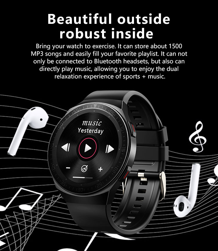 3D Round Shape Smartwatch ROHMS Digital Heart Rate Watch Blood Pressure Pedometer Wrist