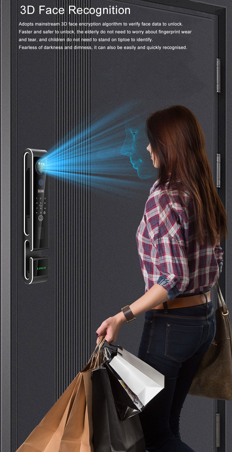 Luxury Face Id Door Lock CNC Aluminum Wifi Door Lock For Apartment