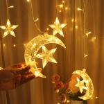 Christmas Lights Led 3.5M Curtain String Light Garland Star Moon 220V/110V Fairy