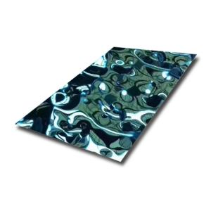 Wholesale JIS 304 Stainless Steel Sheet 8K Mirror Stamped Water Ripple Wave Patten Bending Metal Sheet from china suppliers
