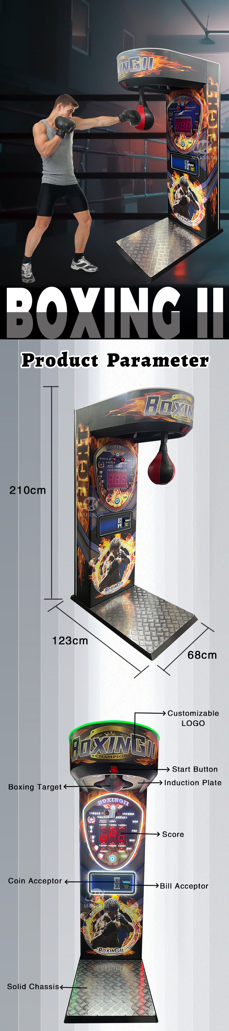 Arcade Boxing Sports Game Machine Electronic Boxing Machine For Amusement Park