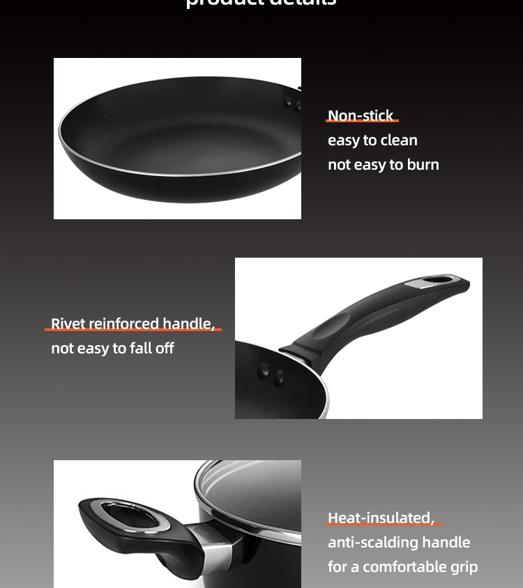 High Quality Non Stick Aluminum Cooking Pot Set Kitchen Pans And Pots With Bakelite Handle
