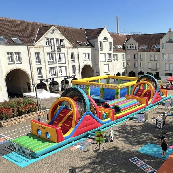 14 Years up Extra Long Inflatable Obstacle Course for Commercial Adults Outdoor Fun