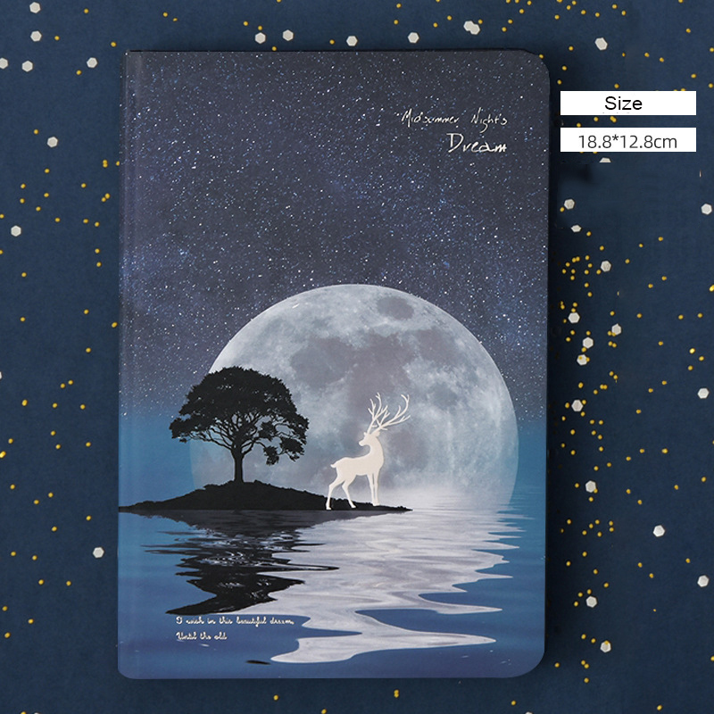 Customized Logo 2022 Creative Luminous Deer Hardback Stationery Gift Notebook Diary Set