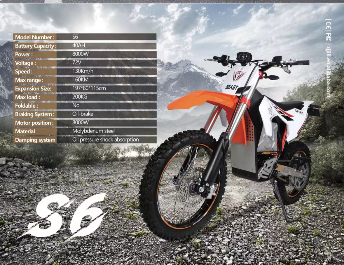 Aluminum Alloy Frame 8000w 7000W CE 60V 45AH TALARIA XXX 5.0 Electric Dirt Bike for Adult