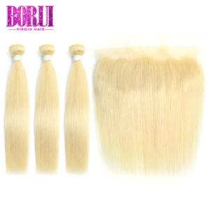 Wholesale Silky Straight Wave Hair Extension , 613 Blonde Bundles With 4*4/13*4 Lace Closure from china suppliers
