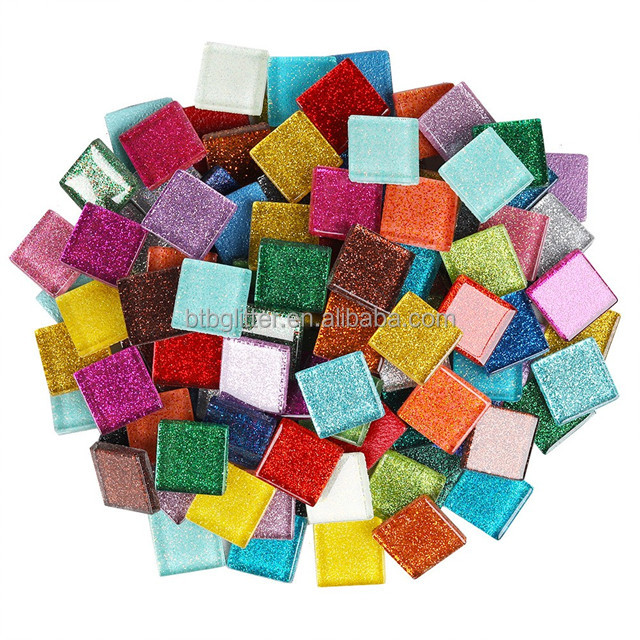 Europe Regional Feature Mosaic Tiles Glass Glitter Chips Resin Flatback Cabochons for Craft Accessories and Hair Centers