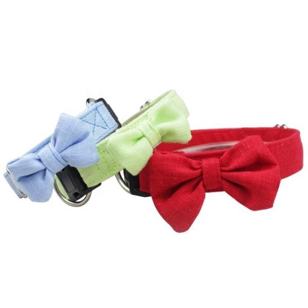 Cute Classic Ribbon Dog Collars , Designer Dog Collars Bamboo Hemp Material