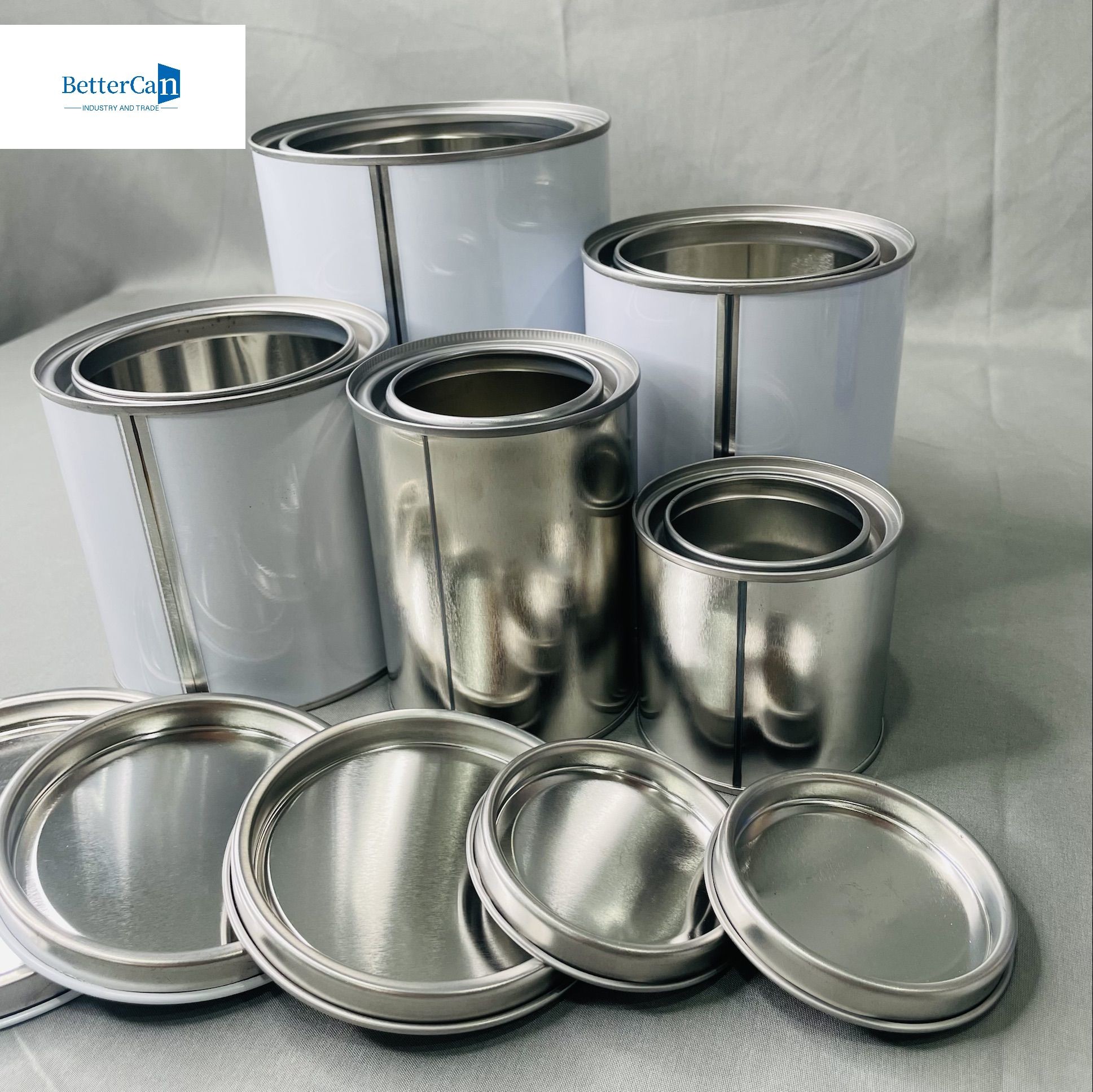 1 Gallon Round Paint Metal Tin Container 3.75 Liter Customizable Sizes