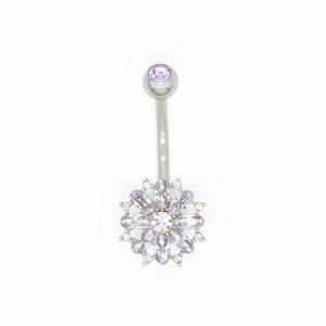 Wholesale Purple Crystal Body Piercings Jewellery Round Belly Button Rings 316 Stainless Steel from china suppliers