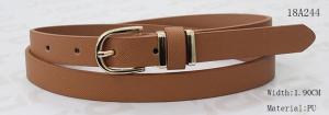 Wholesale Skinny Tan PU Belt For Lady , Womens Fashion Belts With 2 Metal Loops &amp; 1 PU Loop from china suppliers
