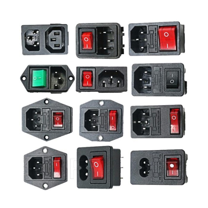 Ac Three - In - One Character Socket Card Embedded Power Socket Appliance Socket With Switch Fuse