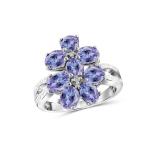 Natural 2 ct Cushion Cut Tanzanite Cocktail Ring in Sterling Silver Engagement