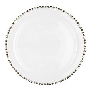 Wholesale Pearl Round Gold Decoration Glass Charger Plate for Wedding Dinnerware Glass Plate from china suppliers