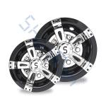 Golf Cart Universal 8/10 Inches ABS Plastic Wheel Covers - Black&Chrome with S