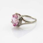 White Gold Plated 925 Silver with 9mmx11mm Pink Cubic Zirconia Ring(R166)