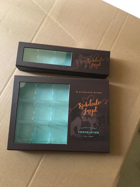 Handmade paper gift box food degree rigid cardboard chocolate box with clear PVC