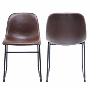 Wholesale Mid Century Rustic Dining Chairs , Contemporary Leather Dining Chairs With Black Metal Base Vintage from china suppliers