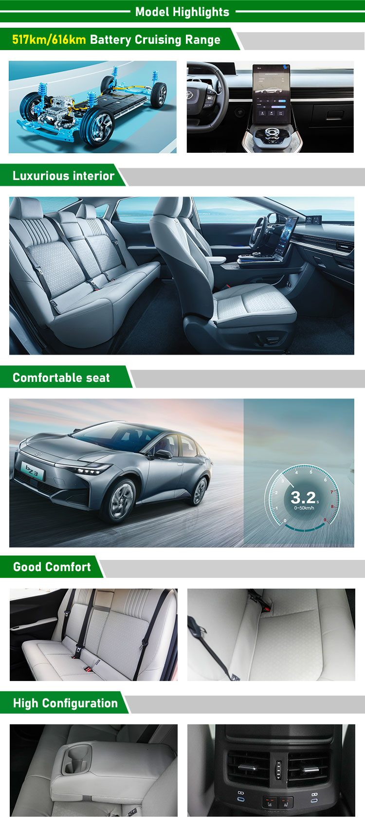 High Configuration BZ3 2024 Toyota Camry Ev Bz4x Electric Vehicle 5 Seats Plug-in Hybrid Energy Type