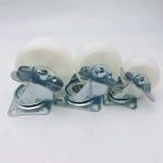 3 Inch 75mm White PP Wheel Plain Bearing Swivel Plate Locked Caster