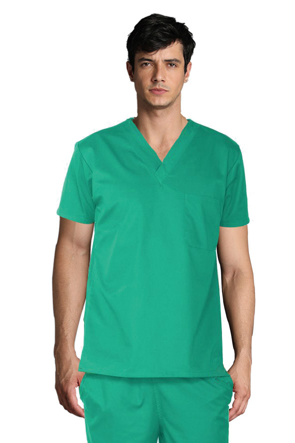 180 GSM Polyester Plain Woven Nurse V Neck Medical Uniform Antimicrobial Wrinkle-free
