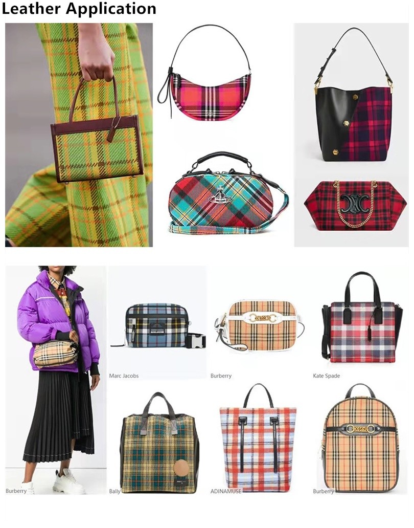 Comfort Faux Handbag PU Leather Scottish Style Plaid Soft Velvet Bottom