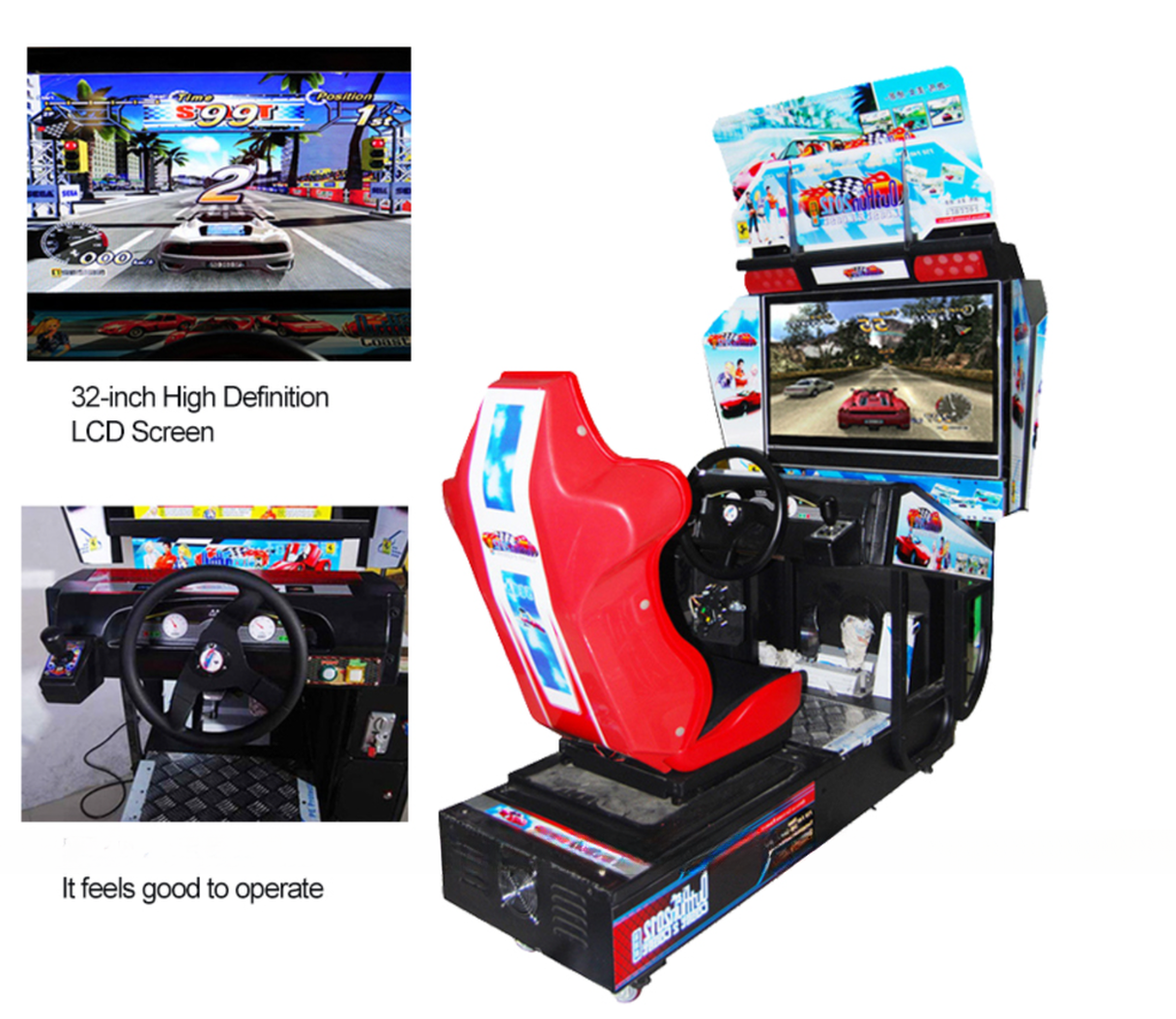 Single Person Coin Operated Car Racing Game Machine With 32inch HD LCD Screen