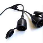 European 3pin black extension power cord 0.5m-10m copper power extension cable