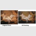 Traditional Nude Woman Portrait / Canvas Art Portrait Brush Strokers Photo