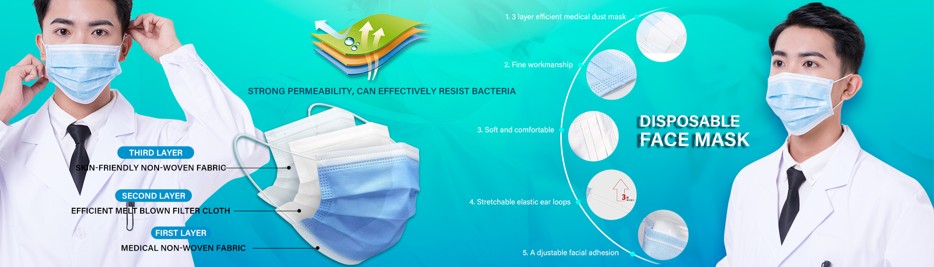 White Kids Three Layer PM2.5 Hygiene Face Mask