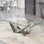 Height 18inch Glass Top Center Table Modern Stainless Steel Coffee Table