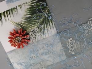 Wholesale 49&quot; Bule Tulle Foil Coated Embroidered Mesh Lace Fabric from china suppliers