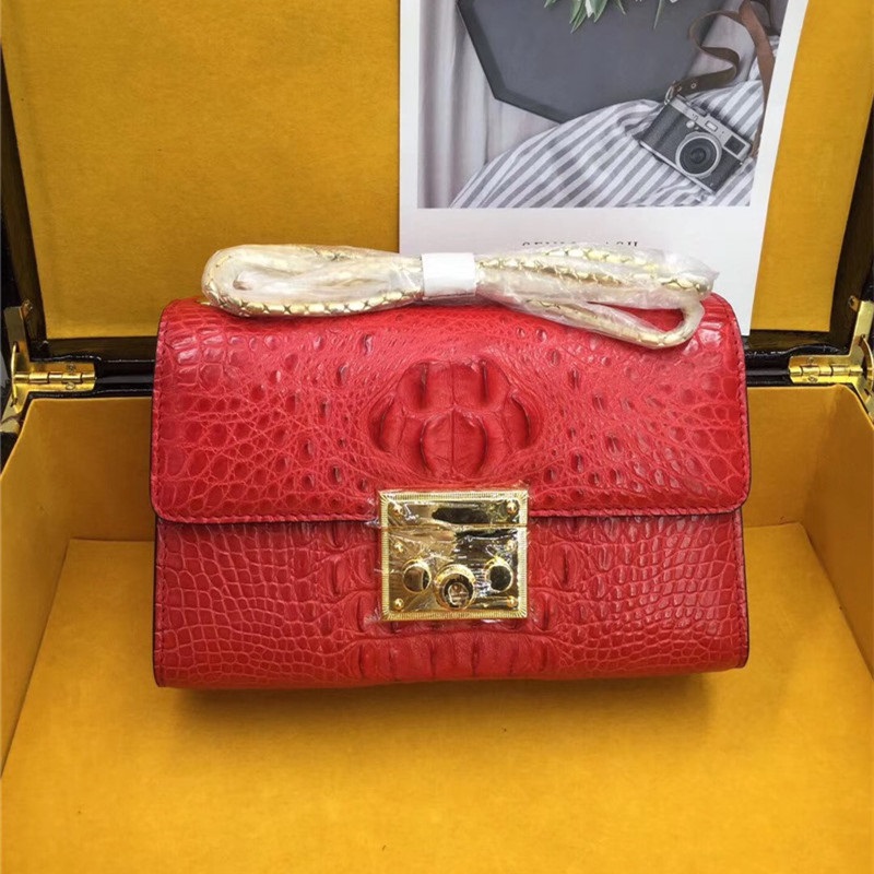 Exotic Crocodile Skin Women's Small Purse Genuine Alligator Leather Lady Flap Bag Chain Belt Female Cross Shoulder Bag
