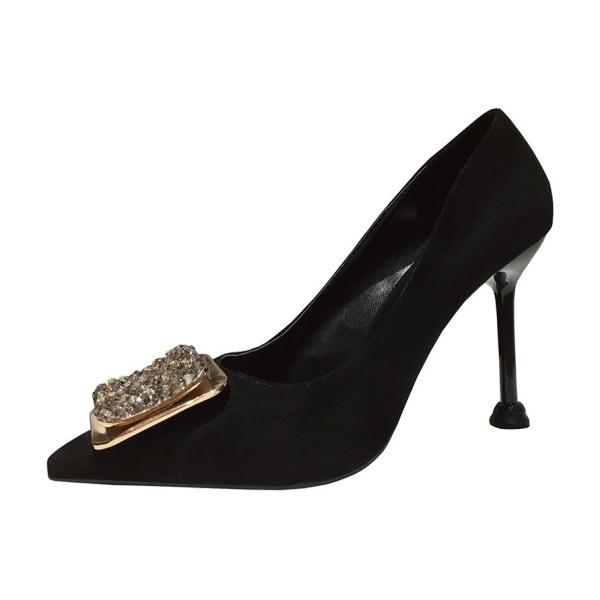 9333-019 Korean Fashion Pointed Shallow Mouth High Heels Net Red Sexy Rhinestone
