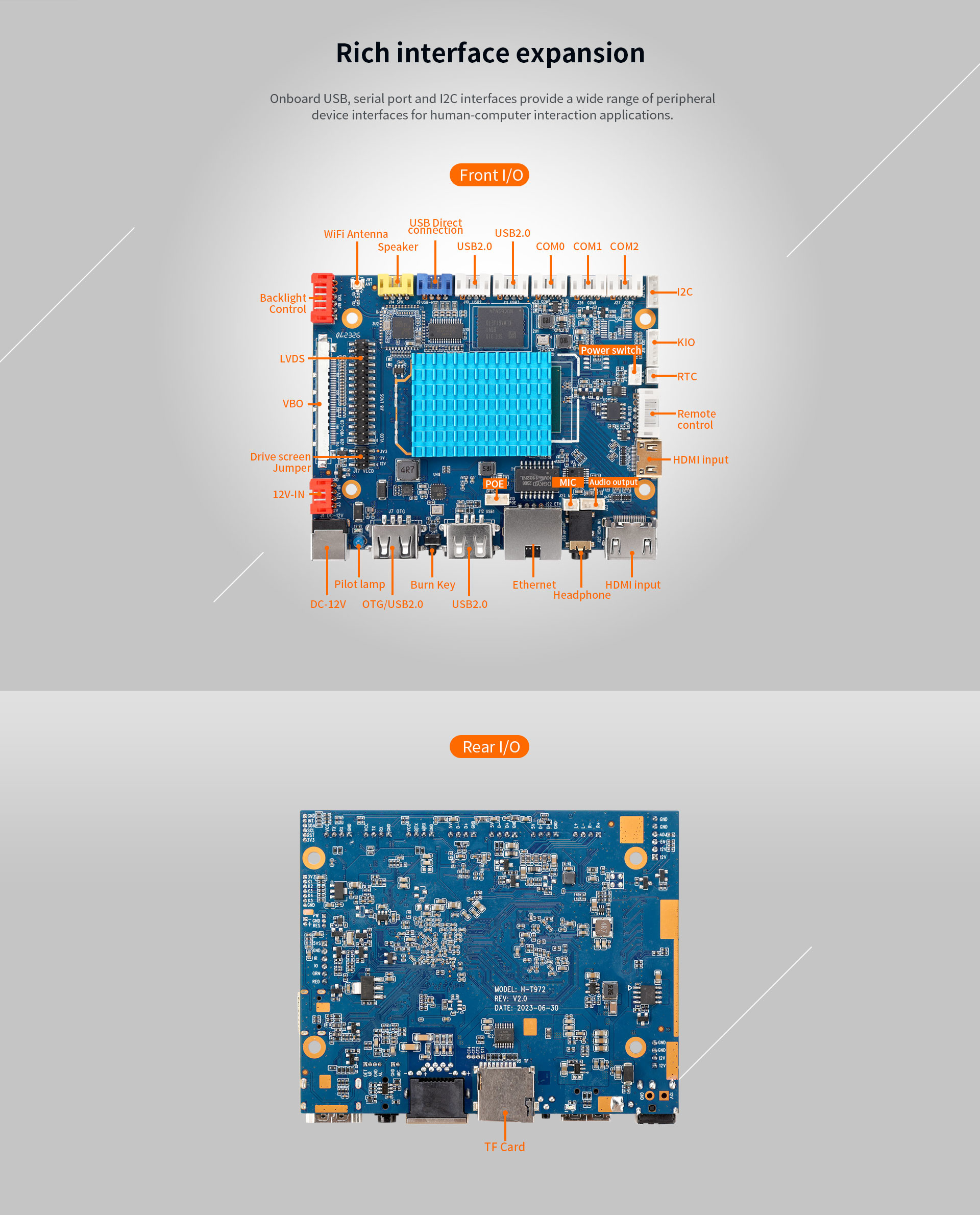 H-T972 Smart HMI Mainboard Standard 16GB EMMC Standard 51Pin 4K LCD screen cableVGA interface