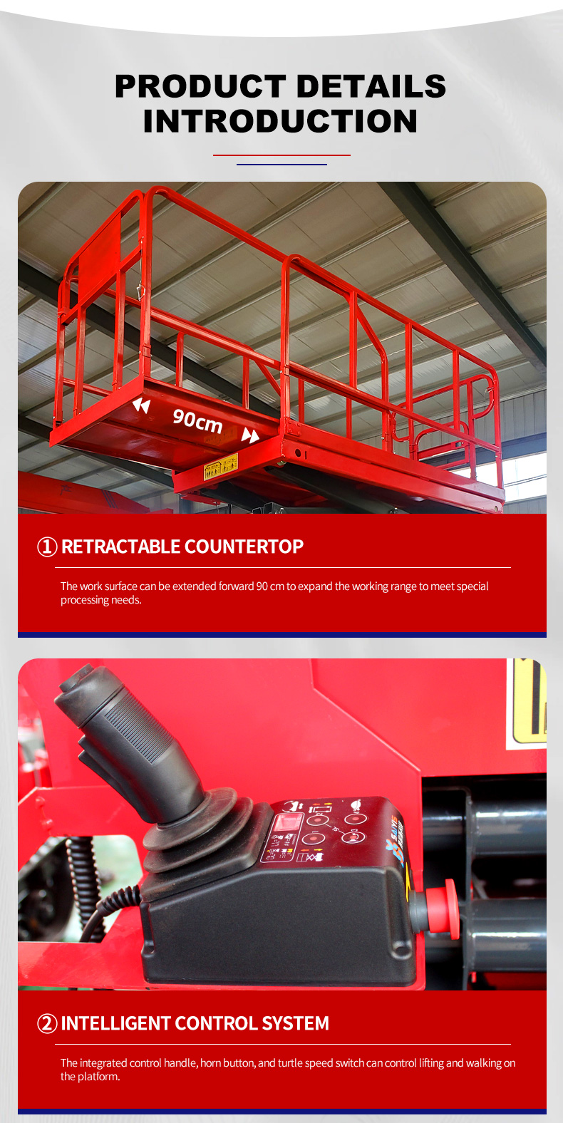 CE ISO Certified Electric Scissor Lift with 113kg Extended Platform Safe Working Load