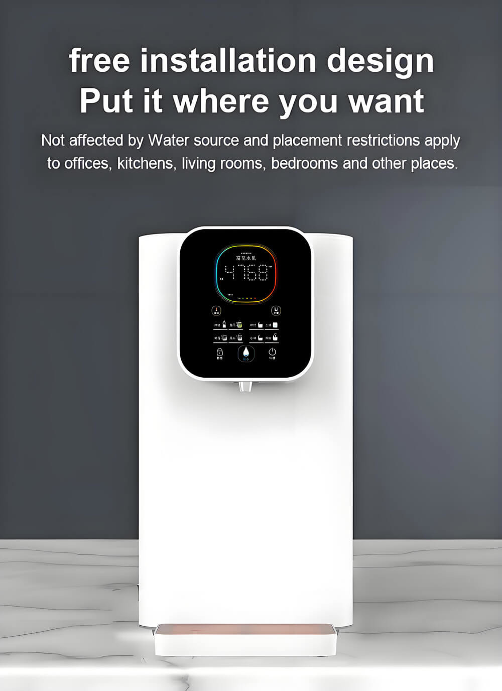 Free Installation Hydrogen Water Dispenser Anti Vibration Friction Resistance