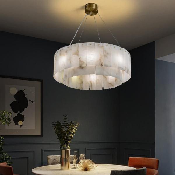All Copper Light Luxury Natural Marble Creative New Chinese Model Living Room