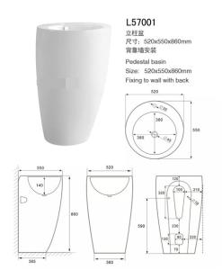 Wholesale Indoor Solid Surface Sink And Pedestal , Bathroom Pedestal Basin Size 520*550*860mm from china suppliers