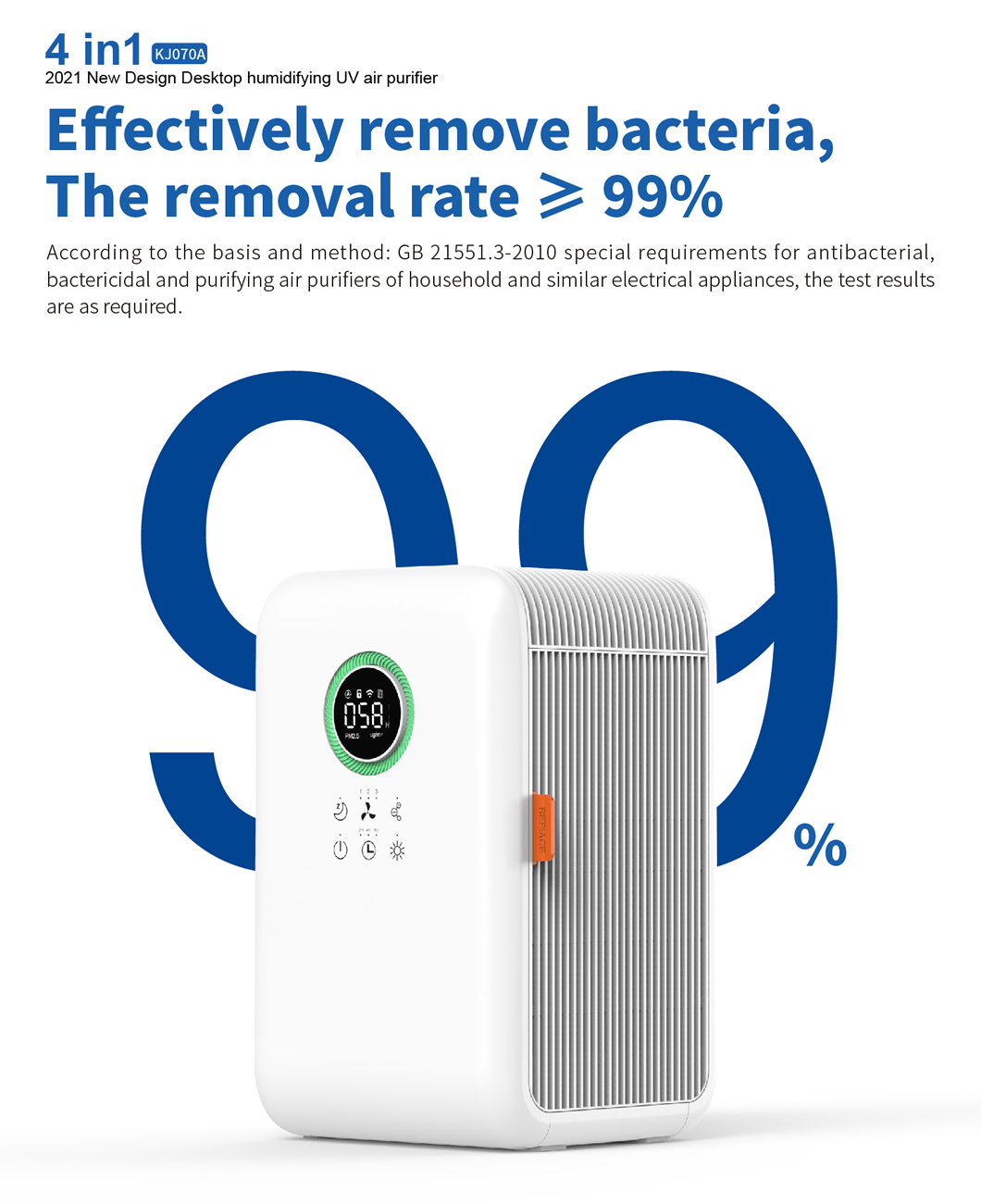 HOMEFISH ABS Smart Portable Desktop Air Purifier With Humidification