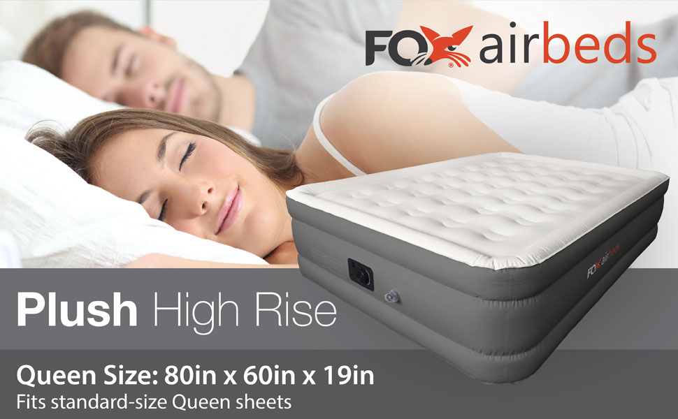 the fox airbeds queen mattress fits standard size bed sheets and is 19 inches tall